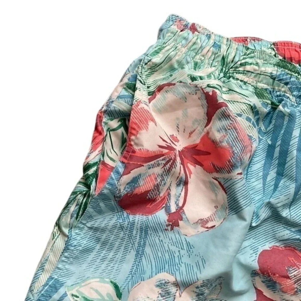 St. John's‎ Bay Men's Hawaiian Blue/green Floral Swim Trunk/Board Shorts Size M
